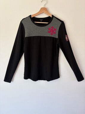 Alp N Rock Black & Grey Colorblock Modal Blend Long Sleeve Embroidered Crewneck